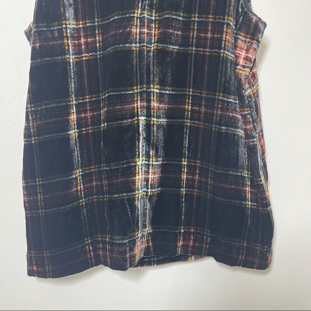 NWT J. Crew Stewart Tartan Velvet Plaid Tank Top Black Red Sz 0